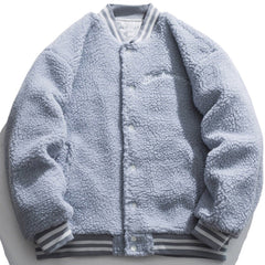 Manteau d'hiver en sherpa uni brodé