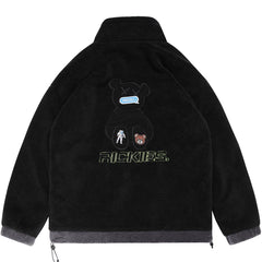 Manteau d'hiver en sherpa avec lettres brodées