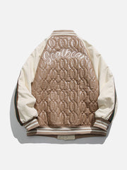 Manteau d'hiver en PU avec broderie et patchwork