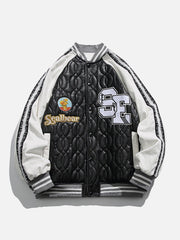 Manteau d'hiver en PU avec broderie et patchwork