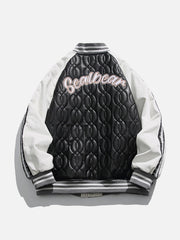 Manteau d'hiver en PU avec broderie et patchwork