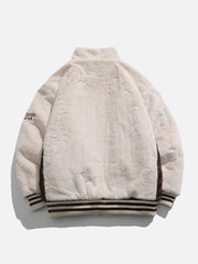 Manteau d'hiver en sherpa patchwork brodé