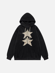 Sweat à capuche zippé avec étoile brodée