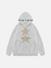Embroidery Star Zip Up Hoodie