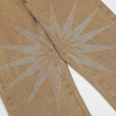 Jean délavé avec broderie