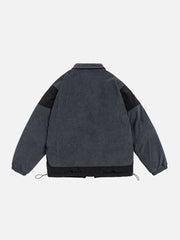 Fake Two Piece Corduroy Patchwork Winter Coat