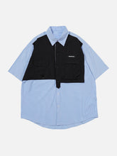 Fake Two Pieces Patchwork Kurzarmhemd