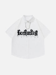 Kurzarmhemden mit beflocktem Buchstabenketten-Design