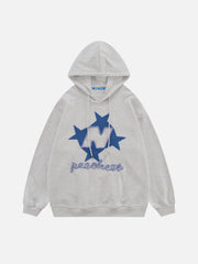 Sweat à capuche imprimé étoiles floquées
