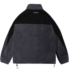 Sherpa-Wintermantel mit Patchwork und beflockten Buchstaben