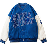 Manteau d'hiver patchwork à lettres floquées