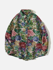 Floral Embroidered Long-Sleeved Shirt