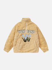 Sherpa-Mantel mit Blumenstickerei