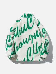 Full Print Letter Sherpa Winter Coat