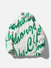 Sherpa-Wintermantel mit Buchstaben-Volldruck