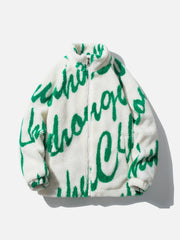 Full Print Letter Sherpa Winter Coat