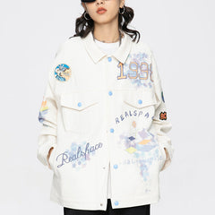 Veste en jean amusante avec graffitis colorés