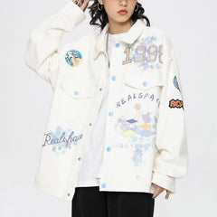 Veste en jean amusante avec graffitis colorés