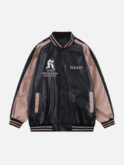 PU-Jacke mit Gothic-Buchstaben