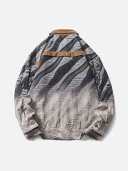 Veste en jean à col polo et trous dégradés