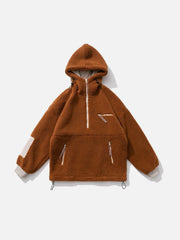 Manteau d'hiver en sherpa à demi-fermeture éclair