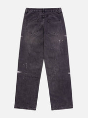 Hand Painted Cross Hole Jeans