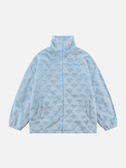 Plüsch-Wintermantel mit Herzmuster