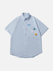 Chemise à manches courtes en tricot fleuri