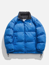 Puffermantel mit Patchwork-Print