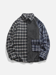 Chemise à manches longues en patchwork de treillis