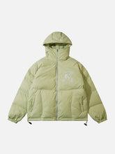 Leather Patchwork Embroidered Winter Coat