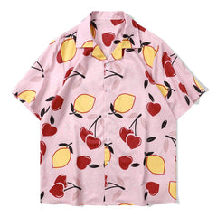 Chemise à manches courtes à imprimé citron et cerise