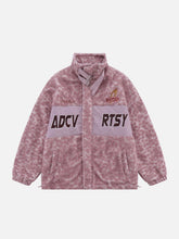 Leopard Print Flocked Sherpa Coat