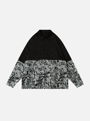 Langärmliges Hemd mit Leopardenmuster und Einsätzen