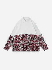 Langärmliges Hemd mit Leopardenmuster und Einsätzen