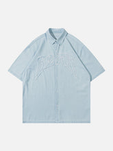 Chemise en jean à manches courtes avec lettres