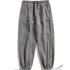 Letter Embroidered Check Sweatpants