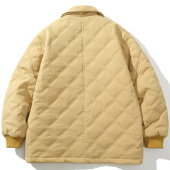 Manteau d'hiver à revers à carreaux brodés de lettres