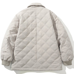 Manteau d'hiver à revers à carreaux brodés de lettres