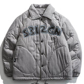 Letter Embroidery Winter Coat