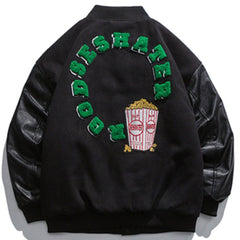 Letter Flock Embroidery Winter Coat