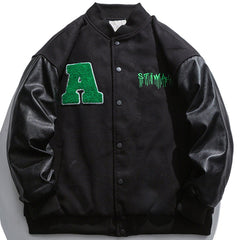 Letter Flock Embroidery Winter Coat