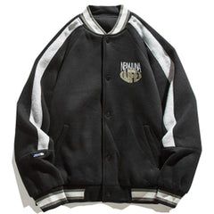 Wintermantel mit Buchstabenbeflockung und farblich passender Aufmachung