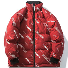 Letter Print Double-sided Puffer Jacket