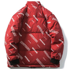 Letter Print Double-sided Puffer Jacket