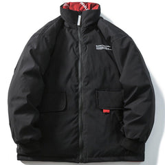 Letter Print Double-sided Puffer Jacket
