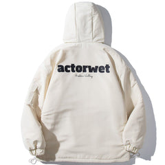 Letter Print Hood Winter Coat