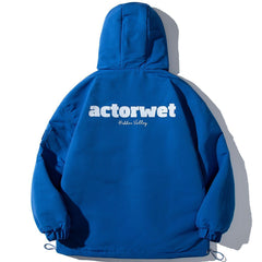 Letter Print Hood Winter Coat