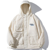 Letter Print Hood Winter Coat