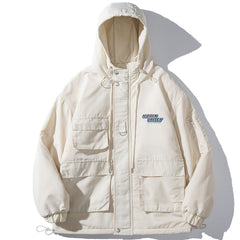 Letter Print Hood Winter Coat